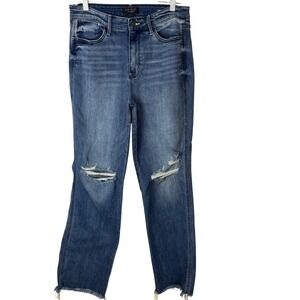 Judy Blue Los Angeles Womens Distressed‎ Frayed Hem Straight Leg Jeans Size 9/29